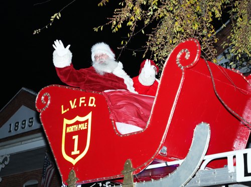 A birds-eye view of Santa Clause who made an appearance in downtown Lemoore Saturday night.